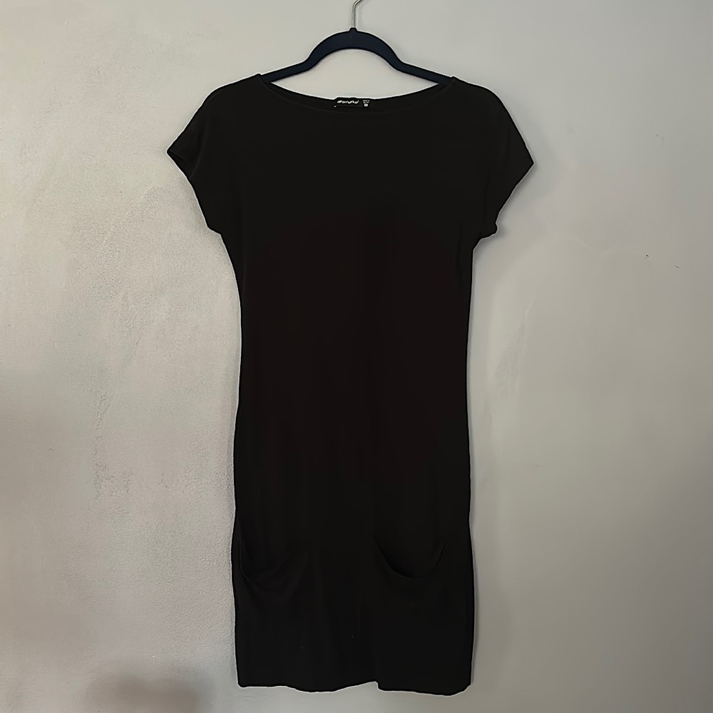 Alternative black cap sleeve t-shirt dress